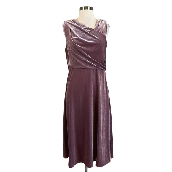 Adrianna Papell Women's Cocktail Dress Size 12 Pink Velvet Midi Fit and Flare - Picture 1 of 13